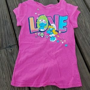 Smurfs small  pink  Love  tee shirt